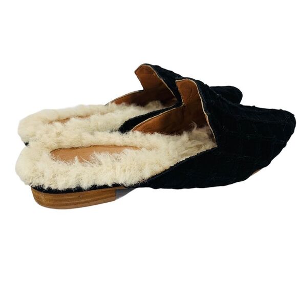 Mi.iM Black Suede Lavinia Sherpa Lined Mules Slip-On Sz. 7 - Picture 4 of 9